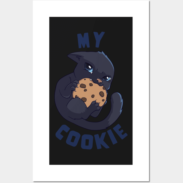 My Cookie Angry Kitten in Blue Wall Art by PaperRain